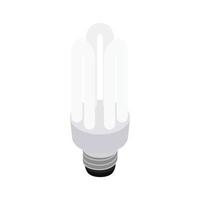 White energy saving bulb icon, isometric 3d style vector