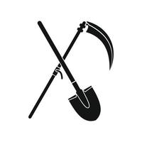 Scythe and shovel icon vector