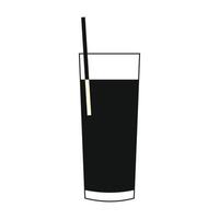 Glass with juice and straw icon vector