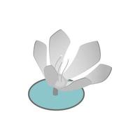 Lotus flower icon, isometric 3d style vector