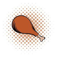 Chicken meat on the bone comics icon vector