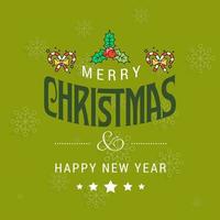 Christmas greetings card with typography and green background vector