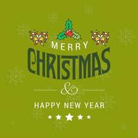 Christmas greetings card with typography and green background vector