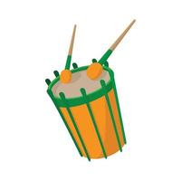 Drum and drumsticks icon, cartoon style vector