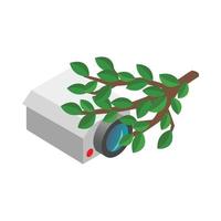 Camera hidden in the bushes icon vector