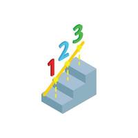 Steps to success icon, isometric 3d style vector