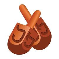 Jewish dreidel icon, cartoon style vector