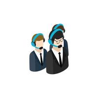 grupo de operadores de call center con icono de auriculares vector