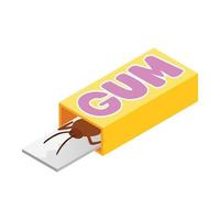 Cockroach in a box of gum icon, isometric 3d style vector