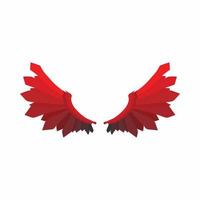 Red wings of devil icon, cartoon style vector