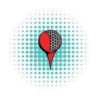 Golf ball on a tee icon, comics style vector