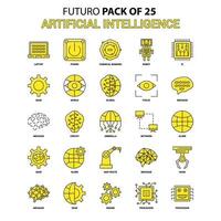 Artificial Intelligence Icon Set Yellow Futuro Latest Design icon Pack vector