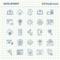 desarrollo 25 iconos de doodle conjunto de iconos de negocios dibujados a mano vector