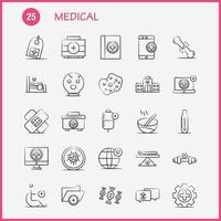 iconos médicos dibujados a mano establecidos para infografías kit uxui móvil y diseño de impresión incluyen prueba de adn laboratorio médico edificio médico hospital más eps 10 vector