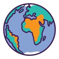 Earth planet icon, hand drawn style vector