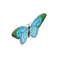 Blue butterfly icon, isometric 3d style vector