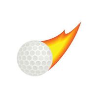 icono 3d isométrico de pelota de golf en llamas vector