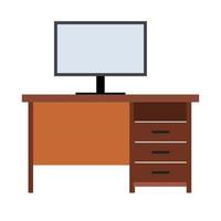 Computer desk flat icon vector