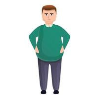 Fat man icon, cartoon style vector