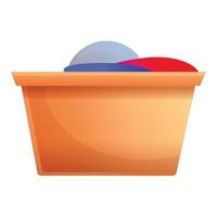 Donation clothes box icon, cartoon style vector