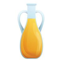 Olive oil jug icon, cartoon style vector