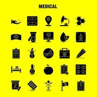 Medical Solid Glyph Icons Set For Infographics Mobile UXUI Kit And Print Design Include Water Melon Melon Fruit Food Bones Broken Bones Collection Modern Infographic Logo and Pictogram V vector