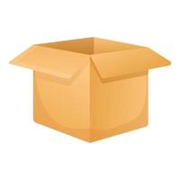 Open carton box icon, cartoon style vector