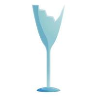 Broken champagne glass icon, cartoon style vector