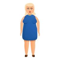 Overweight blonde woman icon, cartoon style vector