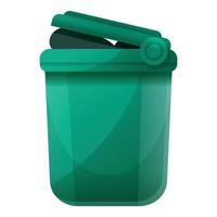 icono de cubo de basura verde, estilo de dibujos animados vector