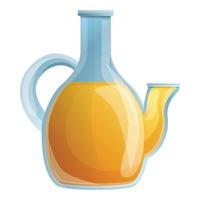 icono de olla de vidrio de aceite de oliva, estilo de dibujos animados vector