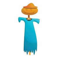 Scarecrow blue dress icon, cartoon style vector