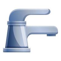 Steel faucet icon, cartoon style vector