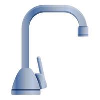 Metal long faucet icon, cartoon style vector