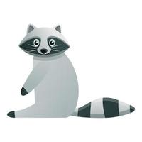 Funny raccoon icon, cartoon style vector