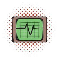 electrocardiograma, monitor, cómics, icono vector