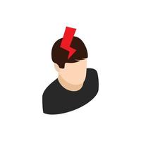 Head with lightning icon, isometric 3d style vector