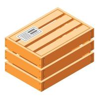 Closed wood crate icon, isometric style vector