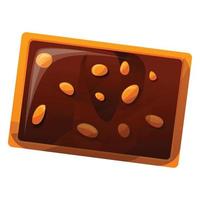 Chocolate nut biscuit icon, cartoon style vector