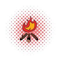 Burning bonfire icon, comics style vector