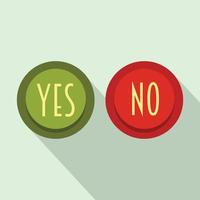 Yes and No button icon, flat style vector