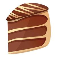 Chocolate piece cake icon, cartoon style vector