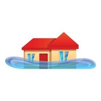 icono de inundación del hogar, estilo de dibujos animados vector