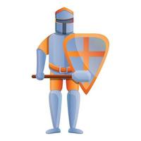 Knight orange crusader icon, cartoon style vector