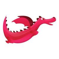 Flying red dragon icon, cartoon style vector