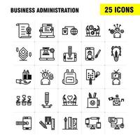 los iconos de la línea de administración empresarial establecidos para infografías kit uxui móvil y diseño de impresión incluyen letra música sonido volumen certificado grado certificación educación colección información moderna vector