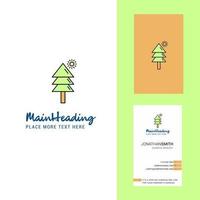 logotipo creativo de árbol y vector de diseño vertical de tarjeta de visita