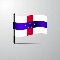 Netherlands Antilles waving Shiny Flag design vector