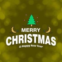 Christmas greetings card with typography and green background vector