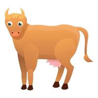 Farm cow icon, cartoon style vector